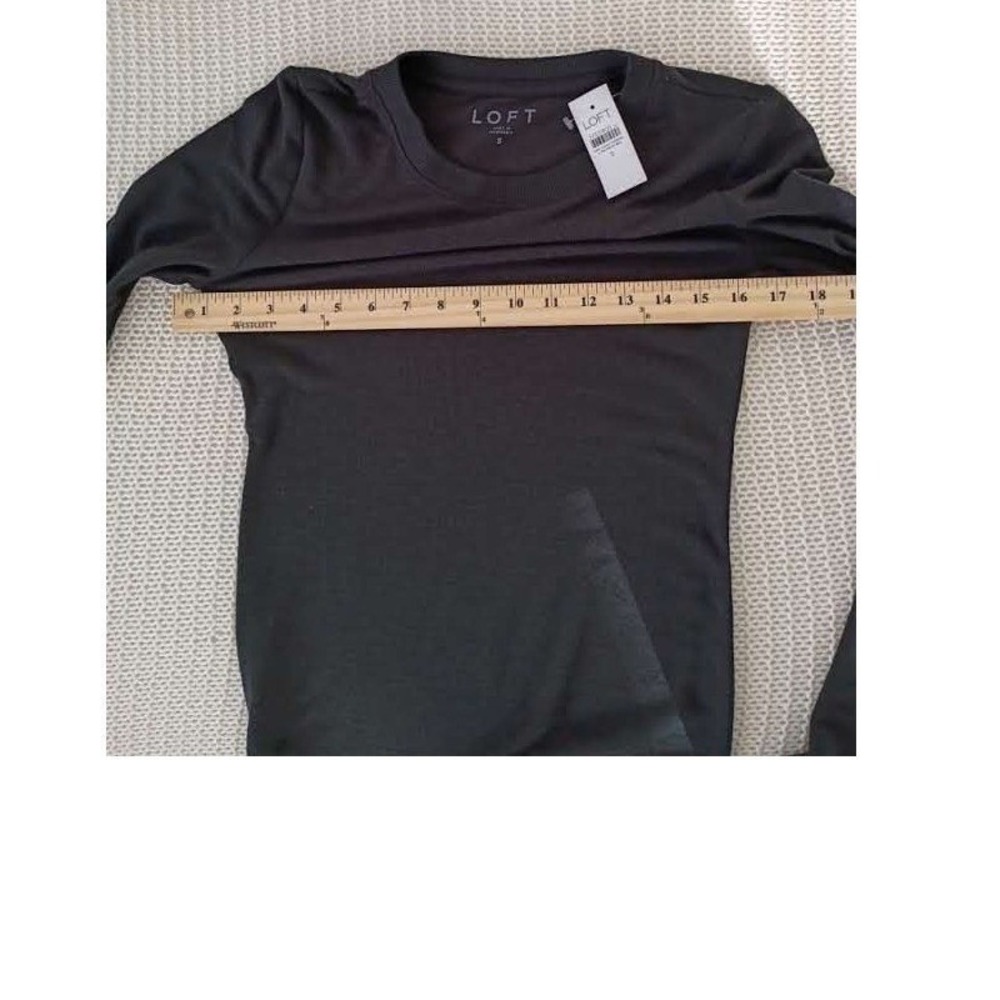 LOFT NWT Ribbed Sweater Knit Top Charcoal Gray Crew Neck Long Sleeve Small - Picture 5 of 9